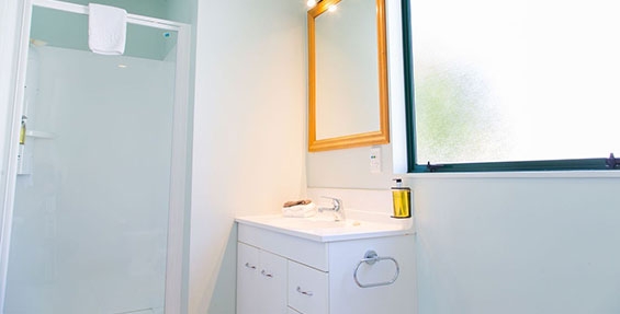 private bathroom of studio unit